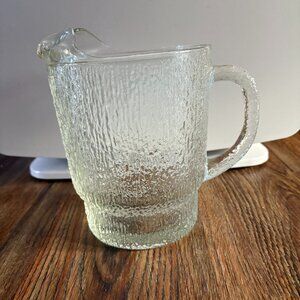 Vintage-India Glass Tree Bark Clear Ice Beverage Pitcher-7.5 Tall X 6" Wide